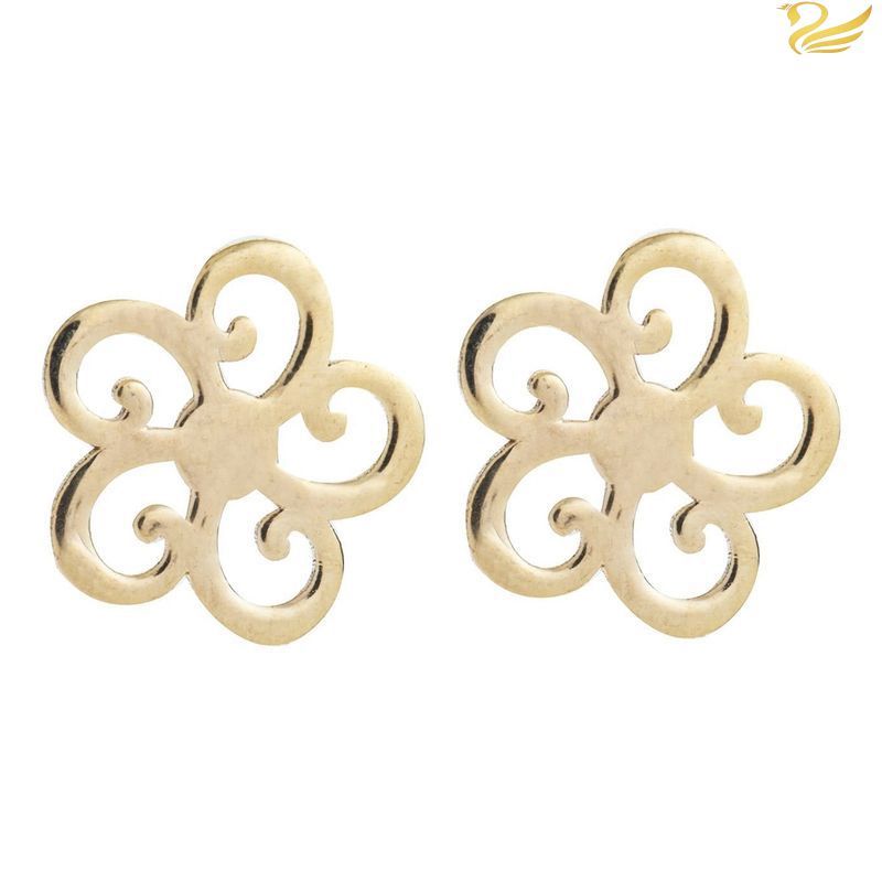 گوشواره طلا 18عیار گل پیچ پیچی - تصویر 3